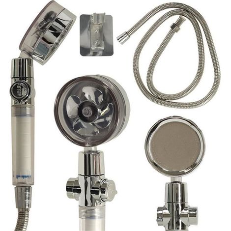 Handbrause - Luxus - Silber - Turbine - Wandhalterung - Schlauch Inklusive