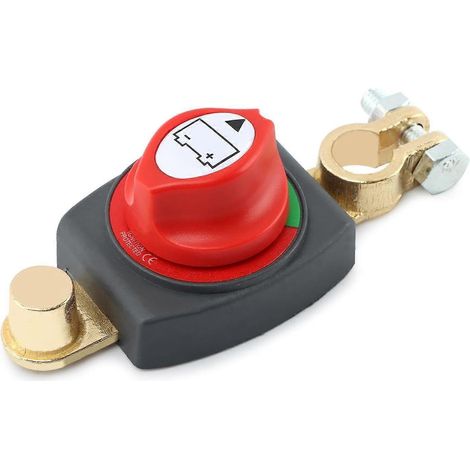 Disjoncteur de batterie compatible, 275 A 12-48 V marche/arrêt, interrupteur de batterie à borne supérieure (rouge) (1/5)