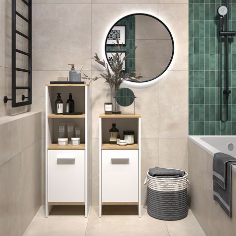 Conjunto de muebles de baño Karli, Roble blanco/dorado, 2 partes, Vicco (1/5)