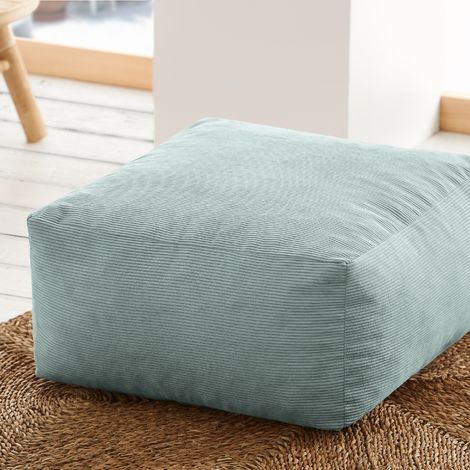 SACASA - Puf cuadrado 50x50cm pana azul turquesa DESIERTO