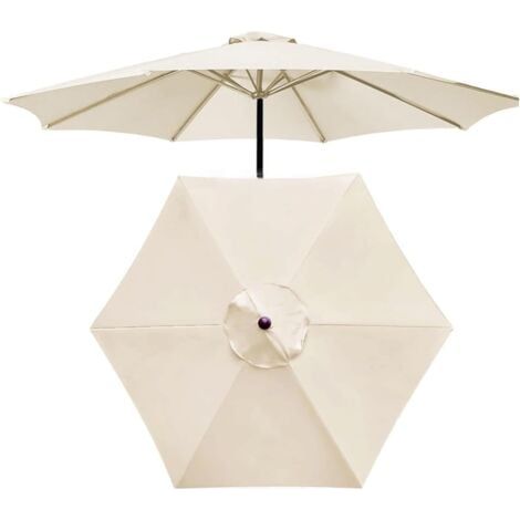 Housse de rechange pour parasol de terrasse de 3 m + 6 baleines, protection UV et imperméable (1/5)