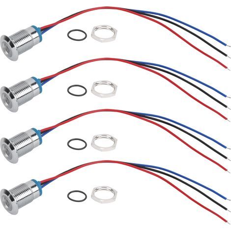 2 Lots LED Pré-câblés Ronds Etanches 10mm Bi-Color Rouge Vert 12-24V Anode Commune (1/5)