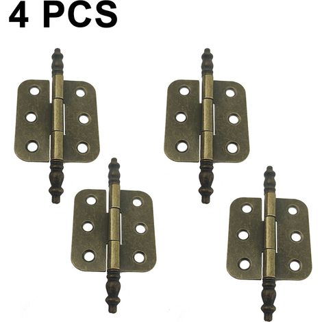Lot de 4 charnières à tête bombée en bronze vert pour meubles, armoires, tiroirs et portes