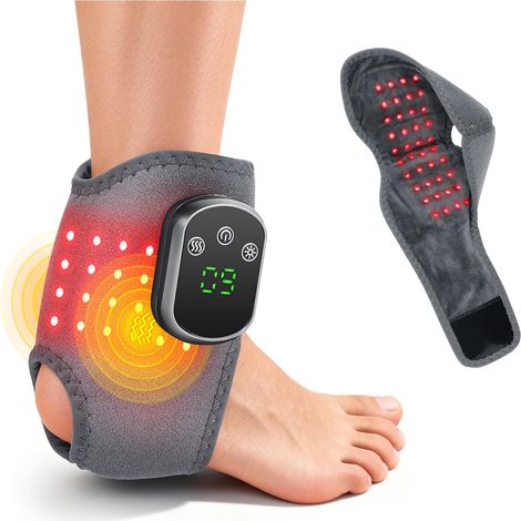 Masseur Pieds Chevilles 3 en 1 avec Lumière rouge, Chaleur et Vibrations, Coussin Chauffant Cheville avec 5 Chauffant, 3 Modes, Appareil de Massage Pieds Portable Cadeau pour Maman, Papa (1/5)