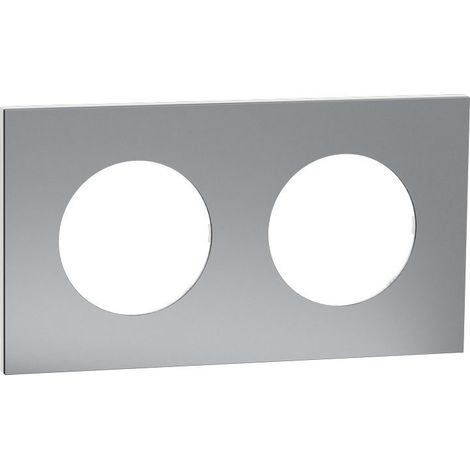 Plaque Odace Métal Schneider 2 postes - support blanc Finition: Titane