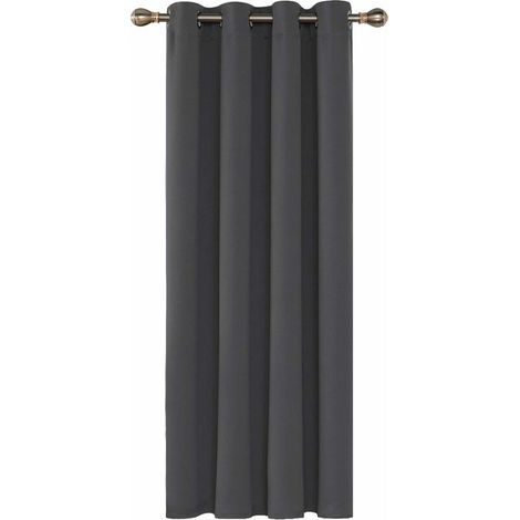 Stück wärmeisolierter Verdunkelungsvorhang, 140 x 240 cm (Breite x Höhe), Vorhänge für Wohn- und Schlafzimmer, modernes Ösen-Design, Dunkelgrau