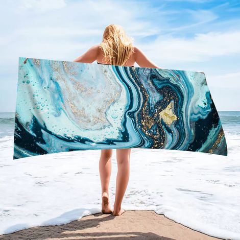 Serviette Plage Microfibre - 70 x 140 cm - Absorbante Rapide Séchage - Anti-sable - Polyvalente Piscine Plage Camping Voyage - 1 Pièce (1/5)