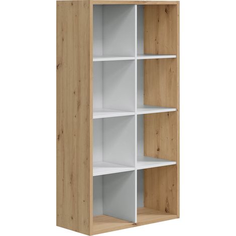 Libreria soggiorno Cubic 8 fori, colore rovere e bianco