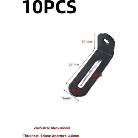 (245316mm C 10pcs)【Y6】10 pièces Accessoires de quincaillerie Supports d'angle réglables en forme de L noirs et argentés, adaptés aux meubles et étagères anti-basculement (1/5)