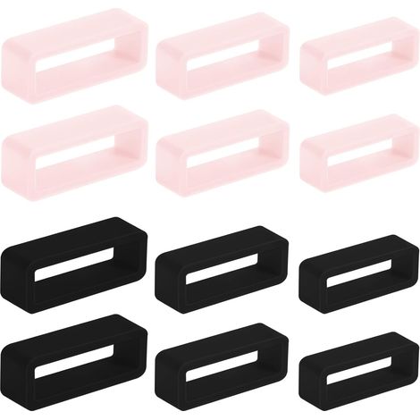 Lot de 12 fixateurs de bracelet de montre noirs et roses, longue durée de vie, utilisation flexible, adaptés aux montres de sport et de loisirs, peuvent fixer fermement l'excédent de bracelet (1/5)