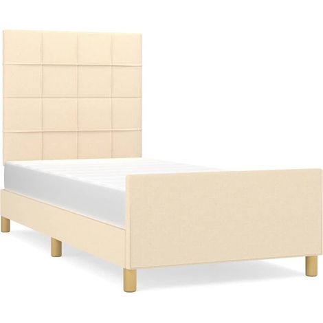 Lit Adulte - Lit Simple - Cadre de Lit crème 90x190 cm tissu q2295 (1/5)