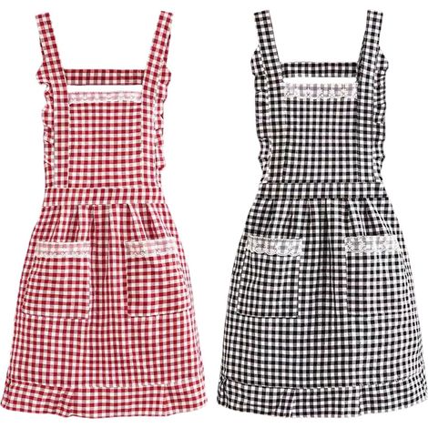 Tablier À Carreaux 2 Pièces Résistant À l'huile Cuisine et Ménage Style Rétro