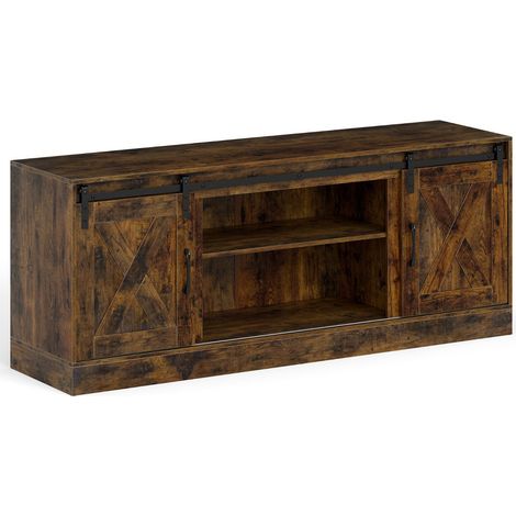 Mobile TV con ante scorrevoli 150 x 39 x 60 cm contenitore personalizzato stile rustico legno marrone 200019040