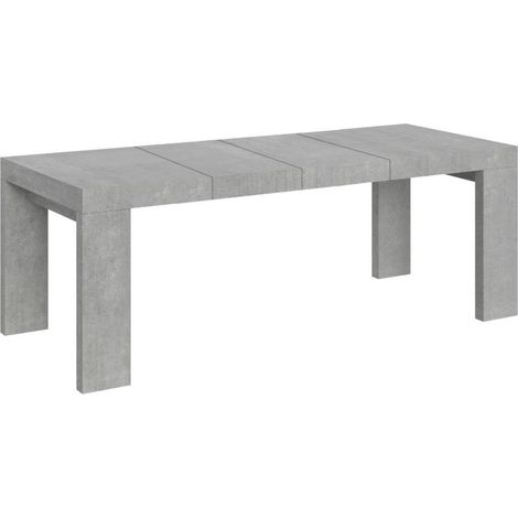 Table à manger extensible bois Ribo 4 pieds 160 à 264 cm 2 rallonges épaisses-Gris ciment-4 pieds-2 rallonges épaisses-160 à 264 cm (1/5)