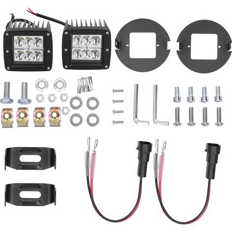 Nebelscheinwerfer-Montagehalterungen mit Adapterkabelbaum und 2 LED-Lampen, kompatibel mit Tundra, Tacoma, Sequoia, Solara (1/5)