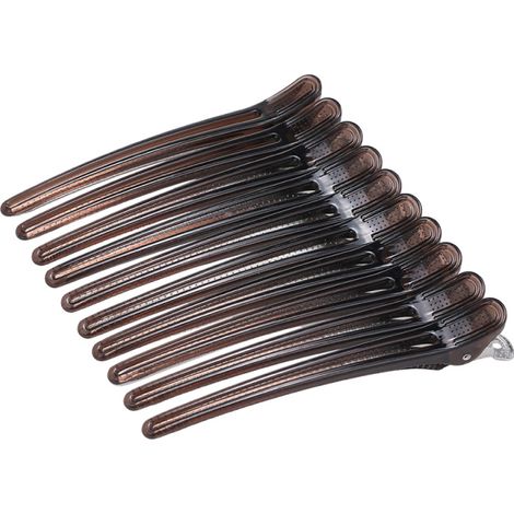 Juego de 10 pinzas para el cabello modernas, coloridas y antideslizantes, con forma de pico de pato, herramienta profesional para peinar el cabello. (1/5)