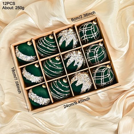 Boules De Noël Peluche - 12 Pièces - Diamètre 6 cm - En Plastique Incassable - Décoration Arbre De Noël Et Intérieur (1/3)