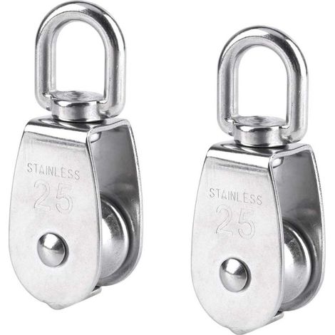25mm Single Pulley Stainless Steel Pulley Lifting Pulley 150kg Capacity - Silver (1/5)