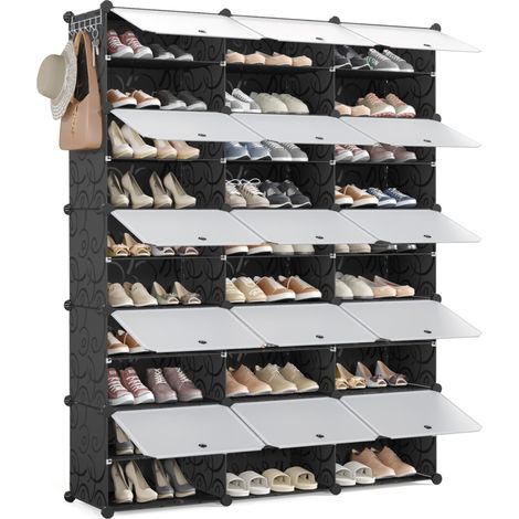 Meuble Chaussure 10 Compartiments,pour 60 Paires,Plastique,Noir (1/5)