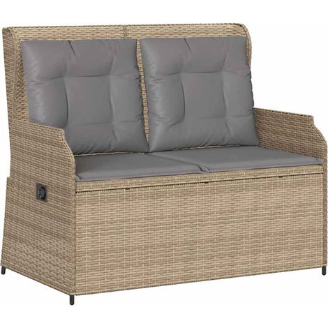 Maison Exclusive - Panca Reclinabile da Giardino con Cuscini Beige in Polyrattan