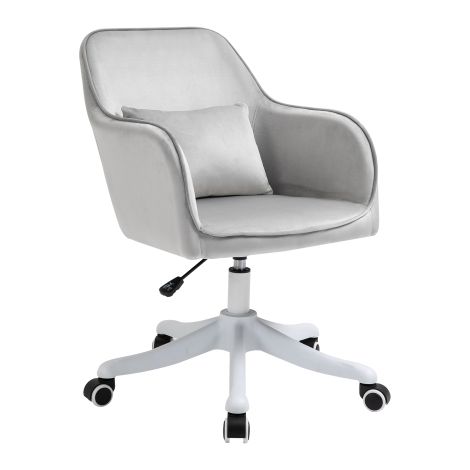 Chaise de bureau en velours avec accoudoirs, coussin lombaire massant, réglable en hauteur, gris (1/5)