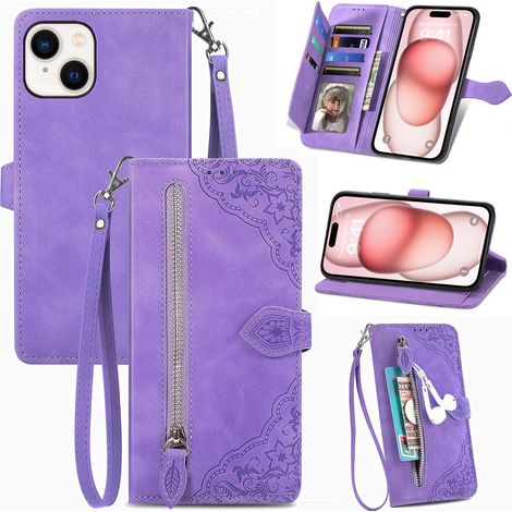 iPhone-kompatible Handyhülle – Lila Leder-Klapphülle mit Kartenfach – Kompatibel mit iPhone 11 Pro Max (1/4)