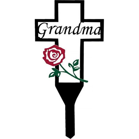 Croce commemorativa da giardino in metallo - Croce in ferro verniciato 30x15 cm, resistente alle intemperie, con iscrizione e rosa - 75 g, punta lunga, facile da inserire, decorazione, regalo, souveni (1/4)