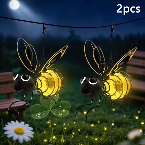 Lot de 2 lampes solaires décoratives extérieures en forme d'abeille — Lampes solaires suspendues (1/5)