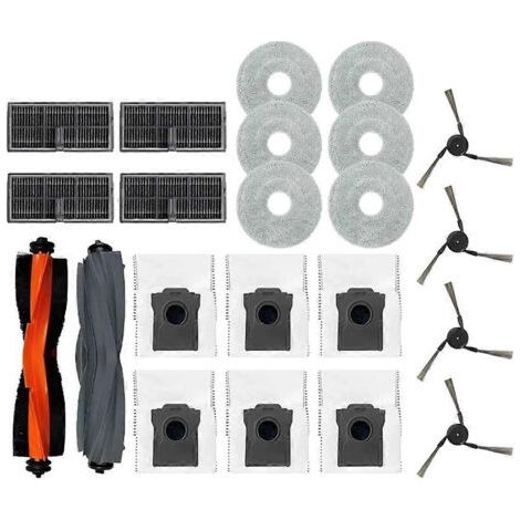 Accessoires de rechange pour aspirateurs Mova P50 Pro Ultra / Mova P10 Pro Ultra : brosse principale, filtre et sacs de nettoyage.