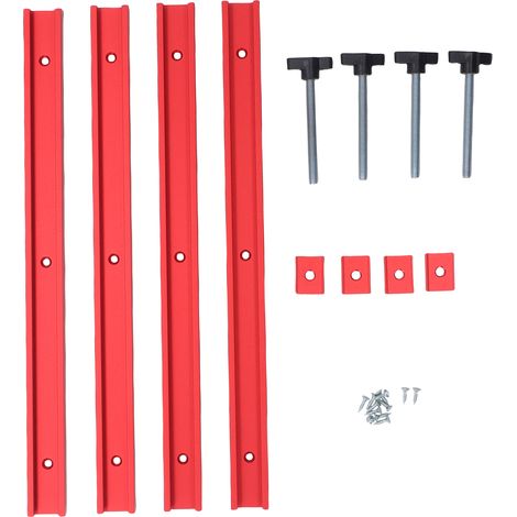 Ensemble de blocs coulissants en T et M8 en alliage d'aluminium, profil à double coupe, trous de montage pré-percés, piste 400 mm pour les projets de menuiserie rouge (1/5)