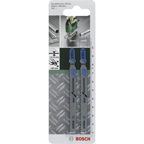 BOSCH Lot de 2 lames coupe rapide et grossière BOSCH T123x pour métal épais (1/2)