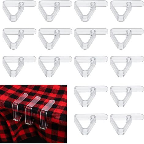 16 Pcs Pince à Nappe de Table en Plastique, Clips de Nappe Transparente, Fixation de Nappe Pinces de Nappe de Pique-Nique pour Intérieur Extérieur (1/4)