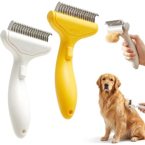 2 Peignes Toilettage Chien et Chat, Brosse Démêlante Sous-Poil pour Poils Morts et Nœuds (1/5)
