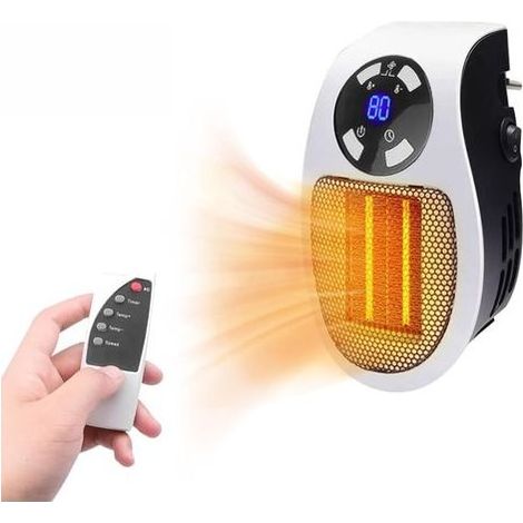 Chauffage d'appoint portable 500 W avec protection contre la surchauffe et prise murale, adapté à une utilisation au bureau et dans la chambre.