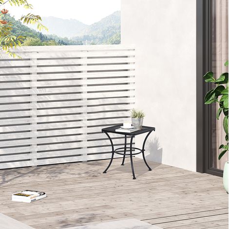 Table d'appoint d'extérieur 45x45x50 cm en métal noir, gain de place pour balcon FloraGrace (1/5)
