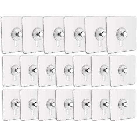 Lot de 20 Adhesif Accroche Tableau Sans Percer, Attache Cadre Adhésif Crochets pour Accroche Cadres Photo, Art Mural, Décoratives, Sans Trou(Transparent) (1/5)