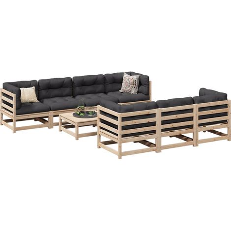 8-tlg. Garten-Sofagarnitur mit Kissen Massivholz Kiefer vidaXL (1/5)