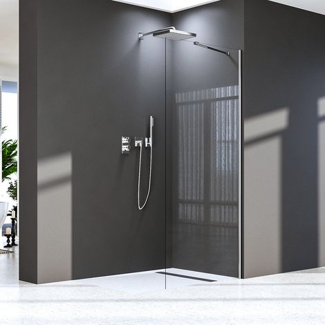 Walk-in Duschwand 90x195cm Seitenwand Dusche, Walkin Glas Duschtür Duschkabine Duschabtrennung aus 6mm NANO ESG Sicherheitsglas, Echtglas Begehbare Duschtrennwand (1/5)