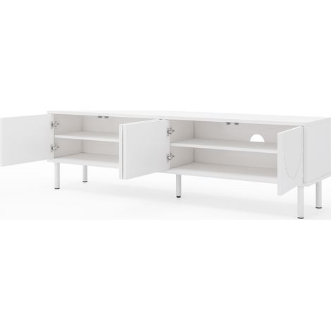 Mobile TV moderno bianco opaco 180 cm con vano contenitore e gestione cavi (1/5)