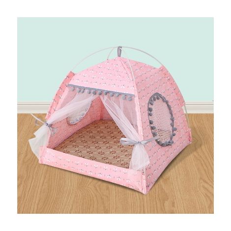 Tente pour chat d'intérieur, niche pliable pour chat et petit chien, couchage portable avec motif floral, abri confortable