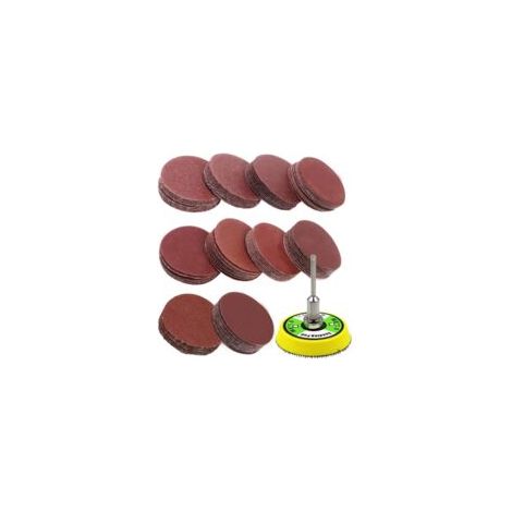 Lot de 100 disques abrasifs 50mm – Assortiment de grains 60 à 2000 – Oxyde d'aluminium pour bois, métal et plastique (1/5)