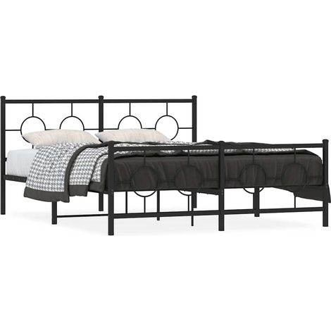 Maison Exclusive - Cadre de lit métal sans matelas avec pied de lit noir 150x200cm (1/5)