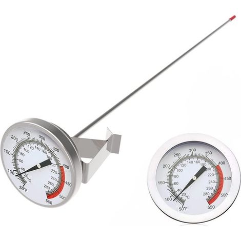 Termómetro para freidora con una longitud de 40,6 cm y clip, de lectura directa, termómetro para carne con esfera de 5,1 cm, pavo, dulces, etc (1/5)