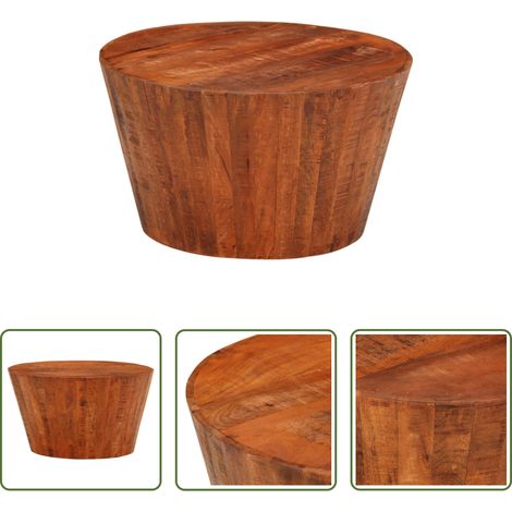 Bois de manguier - Table basse Ø 52x30 cm bois de manguier brut massif (1/5)