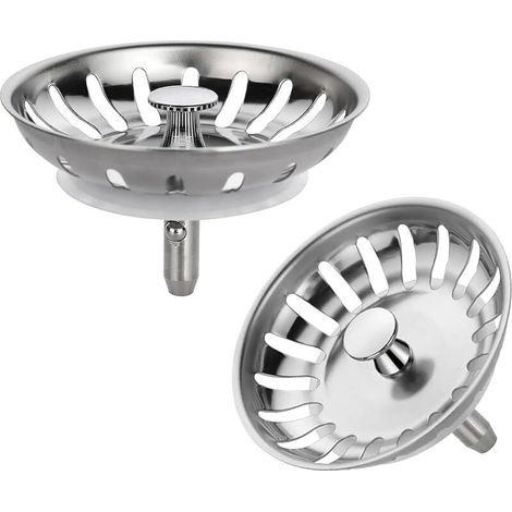 Bouchon evier Cuisine 2pcs, Filtre evier Cuisine 82mm Tige à Bille, bonde evier Acier Inoxydable avec Joint en Silicone (Diamètre: 82mm)