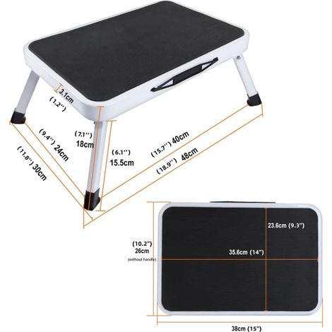 Tabouret pliable pour enfants JeiibrZui - Hauteur : 27 cm - Tabouret pliable avec poignée - Blanc - Repose-pieds antidérapant pour salle de bain, cuisine et salon (1/5)