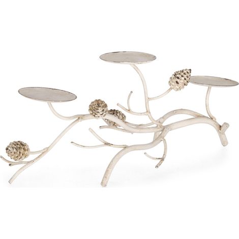 Set 3 porta candela bianco in acciaio decorativo natalizio