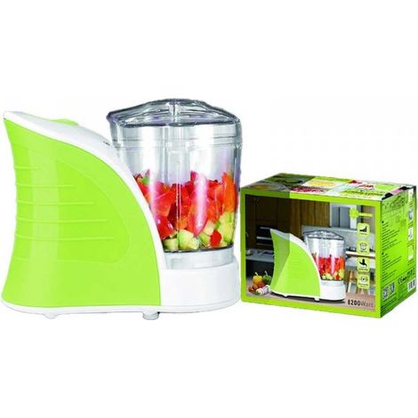Tritatutto da Cucina Elettrico a Doppia Lame in Acciaio Inox 200W con 2 Velocita Vassoio in Vetro Temperato Capacita 400ml Verde