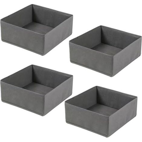 Lot de 4 boîtes de rangement pliables en tissu, organiseurs de tiroir à vêtements, organiseurs de rangement pour soutien-gorge, chemises, jeans, couvertures, jouets, gris (1/5)