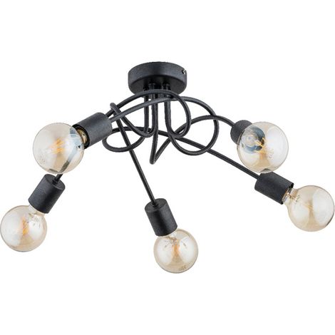 Alfa TRAVERS Modern Black Metal Ceiling Lamp, 5-Light Fixture with 5x E27 Sockets (max 15W), Dimmable, 55cm, Contemporary Lighting for Living Room Dining Office (1/2)